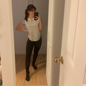 H&M White/Black Striped Basic T